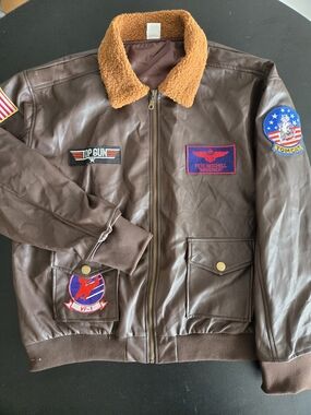 ​Top Gun Maverick Bomber Jacket Mens XL Faux Leather